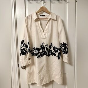 Zara Linen Blend Floral Dress